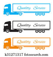 צללית, שלושה, משאיות, ל, מסור, ה, סחורה