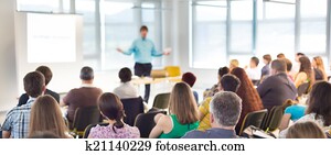 發言者, 在, 生意大會, 以及, presentation.