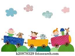 Children traveling by train Children traveling by train
