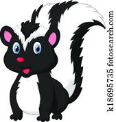 cute, gambá, caricatura