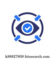 Focus icon with eye, vector