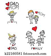 hand drawing cartoon happy family hand drawing cartoon happy family