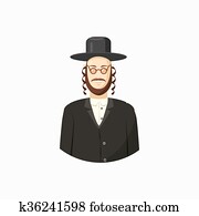 Jew man icon, cartoon style Jew man icon, cartoon style