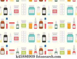 Medical pills and Drugs in Seamless Pattern Medical pills and Drugs in Seamless Pattern