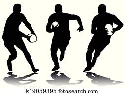 três, rúgbi, silueta