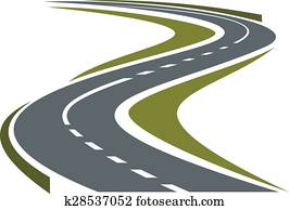 Winding paved road or highway icon Winding paved road or highway icon