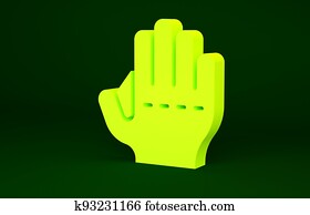 Yellow Baseball glove icon isolated on green background. Minimalism concept. 3d illustration 3D render
