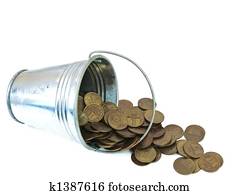 水桶, 由于, 硬幣