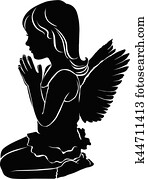 シルエット 女の子 祈ること クリップアート K Fotosearch