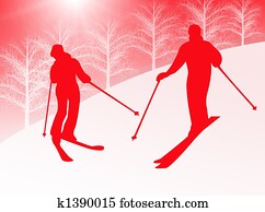 Couple skiing Couple skiing