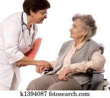 elderly zena, do, vozík pre chorých