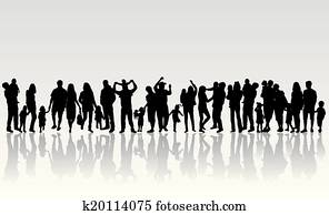 familie, silhouetten familie, silhouetten