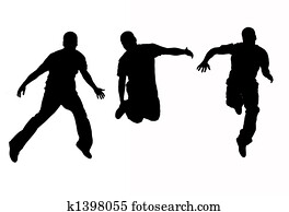 hi con of young African American man leaping in air