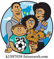 rod, mamička, otec, kids, clip art