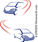 rápido, coche, en, camino
