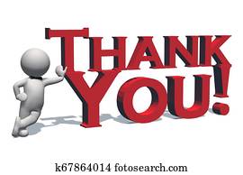 Thank You - 3D text in red and 3D people with shadow on the floor Thank You - 3D text in red and 3D people with shadow on the floor