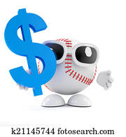 3d Baseball holds US Dollar currency symbol 3d Baseball holds US Dollar currency symbol