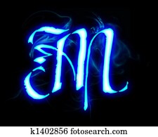 Blue flame magic font over black background. Letter M Blue flame magic font over black background. Letter M