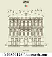 Ca' Pesaro Palace in Venice, Italy. Landmark icon Ca' Pesaro Palace in Venice, Italy. Landmark icon