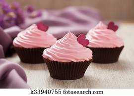 Cupcakes Rosa Branco Decoração Presente Fofo Gatos Acessório De Mesa Padrão de montanha-russa