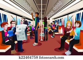 diferente, gente, dentro, atestado, metro