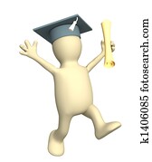 Happy 3d puppet the received diploma Happy 3d puppet the received diploma