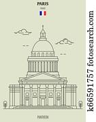 Pantheon in Paris, France. Landmark icon Pantheon in Paris, France. Landmark icon