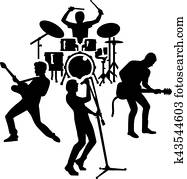 rockgruppe, silhouette rockgruppe, silhouette