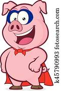 Smiling superhero pig Smiling superhero pig