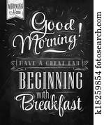 פוסטר, טוב, morning., chalk.