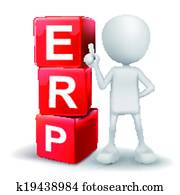 3d illustration of person with word ERP cubes 3d illustration of person with word ERP cubes
