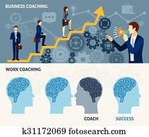 Business coaching horizontal flat banners set Business coaching horizontal flat banners set