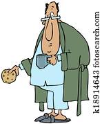 Man wearing robe and pajamas Man wearing robe and pajamas