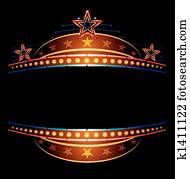 néon, com, estrelas