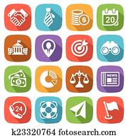 poppig, flache, geschaefts, und, finanz, symbol, satz, 2, vektor