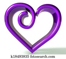 Purple swirly heart 3d image Purple swirly heart 3d image