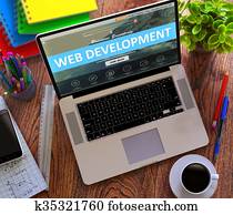 Web Development Concept on Modern Laptop Screen. Web Development Concept on Modern Laptop Screen.