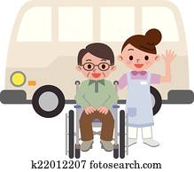 Women caregivers and senior man