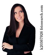 Young Business Woman in Black Suit