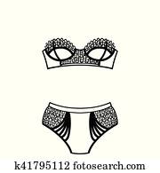 העבר, צייר, lingerie., פאנטי, ו, חזייה, set.