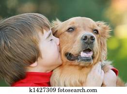 Boy Kissing Dog Boy Kissing Dog