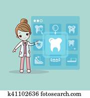 cartoon dentist doctor touch icon cartoon dentist doctor touch icon