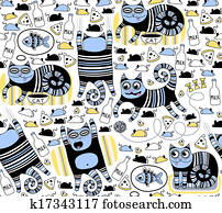 Funny cats seamless background Funny cats seamless background
