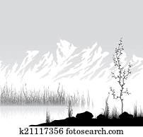 Landscape with mountains near lake Landscape with mountains near lake