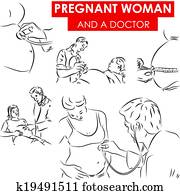 Pregnant woman and a doctor