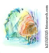 quartz cave rainbow color fantasy illustration quartz cave rainbow color fantasy illustration