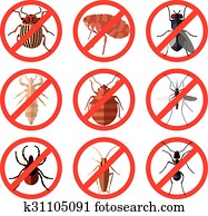 Set of pest insect icons Set of pest insect icons