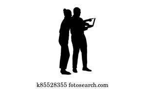 silhouette, afroamerikanisch, geschaefts, berater, ausstellung, etwas, auf, l