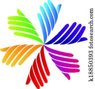 ידיים, שמרצון, חברה, לוגו, וקטור