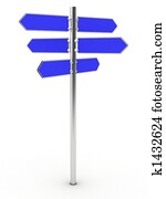Blank direction signs on a metal column